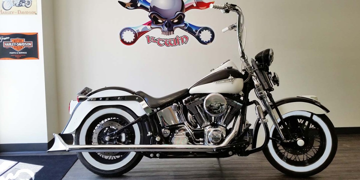A beautiful black and white Harley Davidson